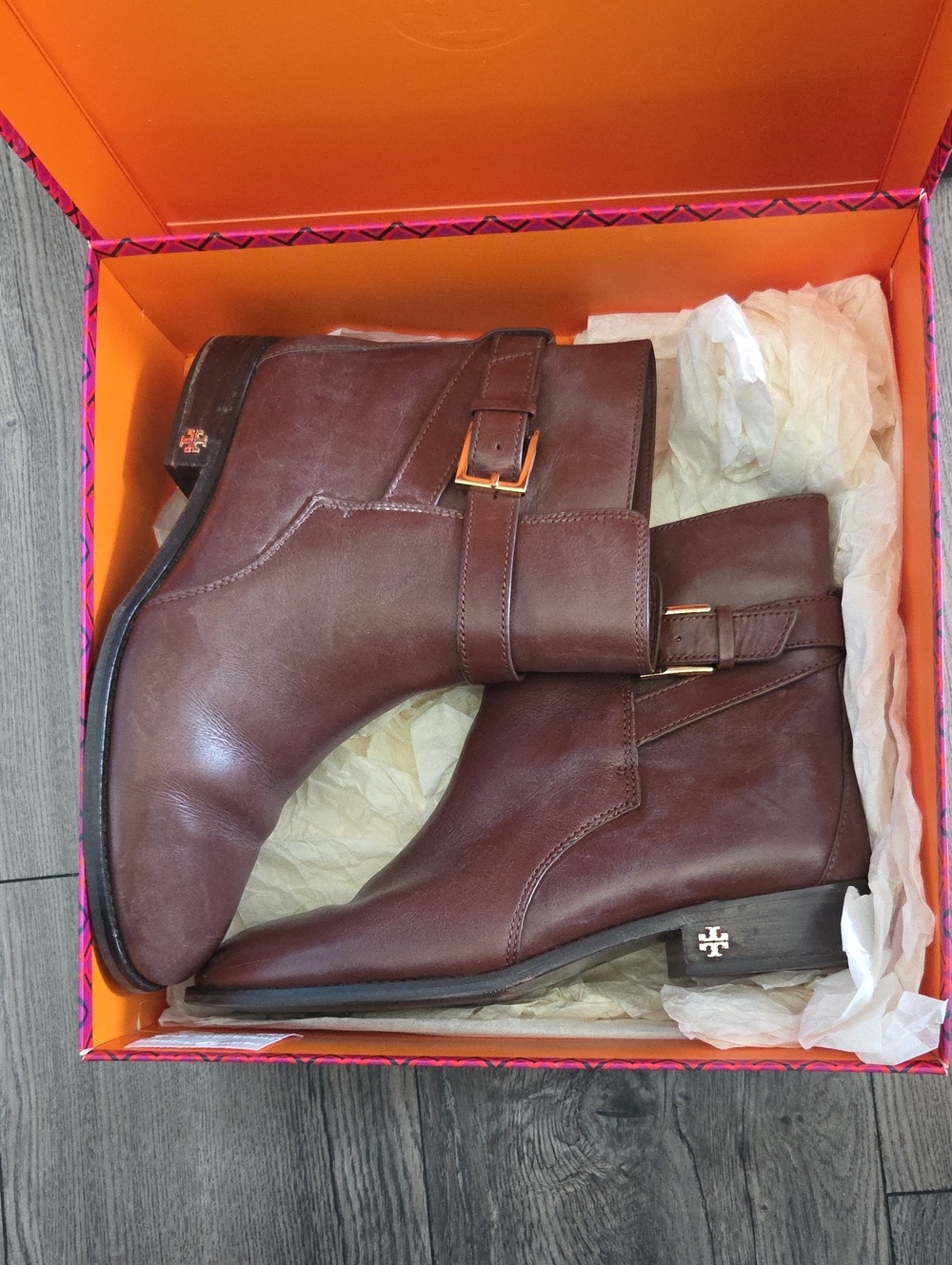 Women's Brown Leather Ankle Boots with Buckle